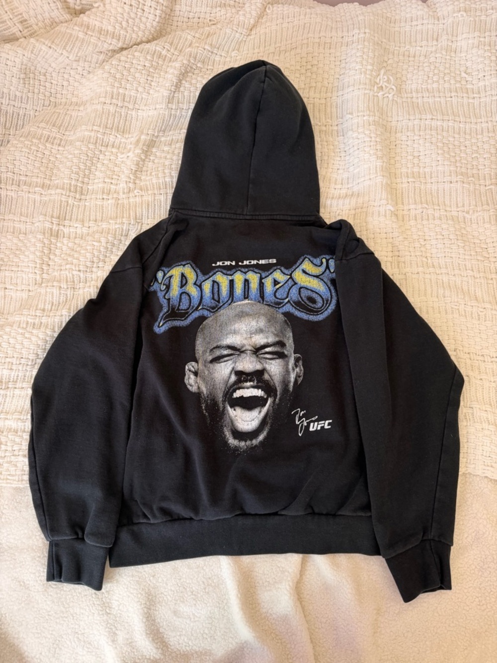 UFC Black Graphic Pullover Hoodie with White Logo Print
